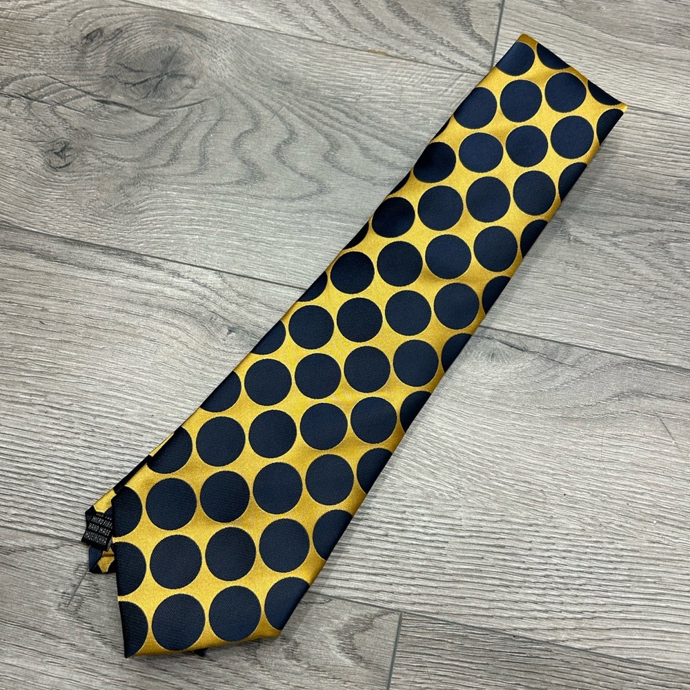 Gold and Navy Polka Dot Bow Knot Tie